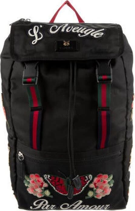 gucci l aveugle par amour backpack|Gucci Backpack L'Aveugle Par Amour Embroidered Web Strap .